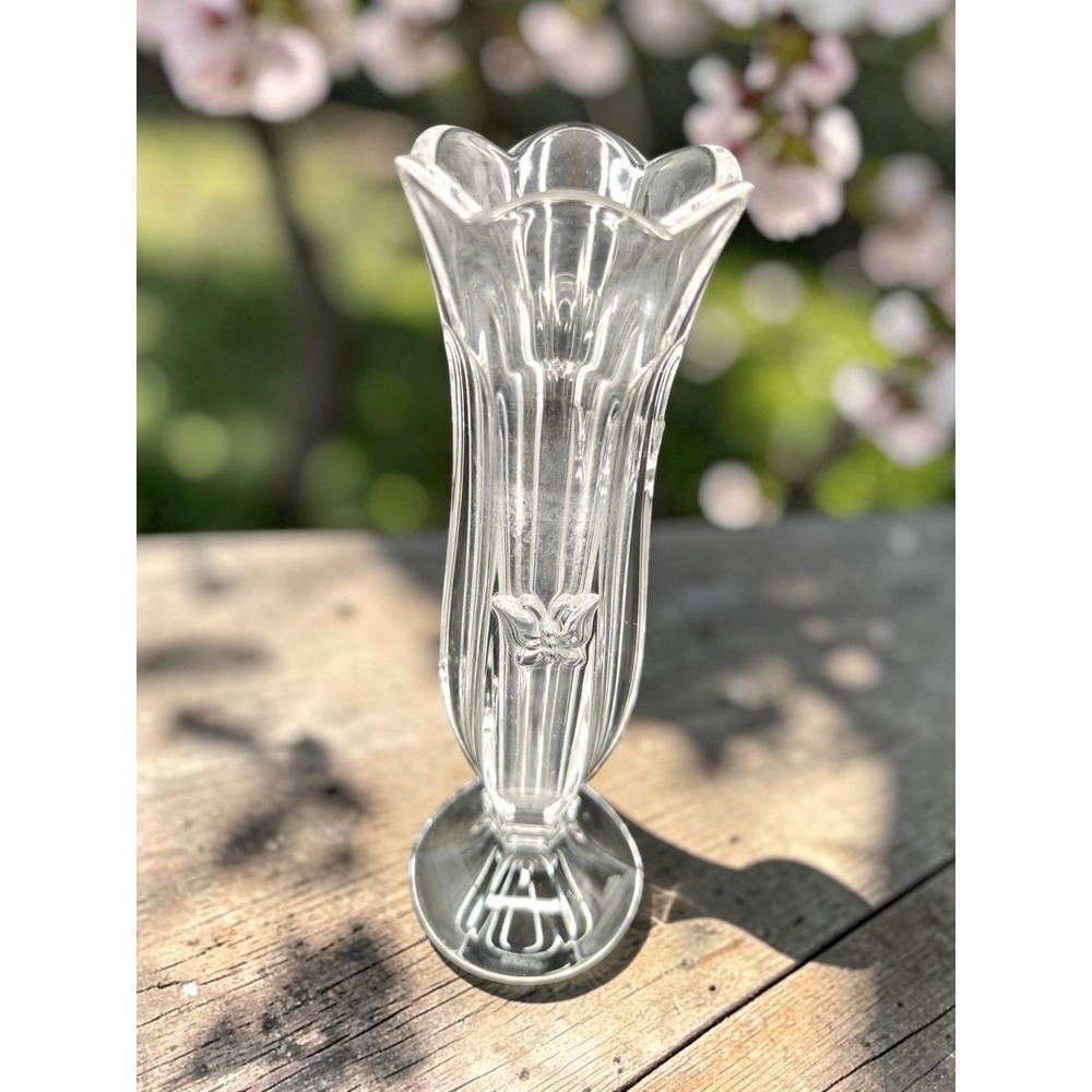 Lenox Butterfly Meadow 8" Bud Vase | Clear Glass | Crafted in Germany Vintage